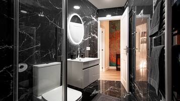 Dusche, Haartrockner, Handtücher