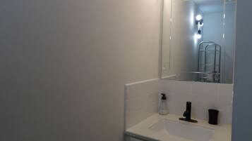 Shower, towels, soap, shampoo