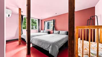 5 bedrooms, blackout curtains, iron/ironing board, free WiFi