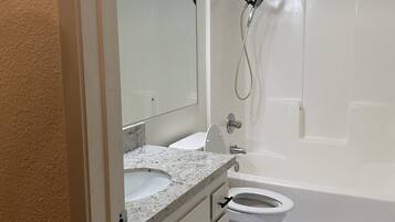 Shower, towels, soap, shampoo