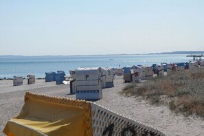 Beach nearby, sun loungers