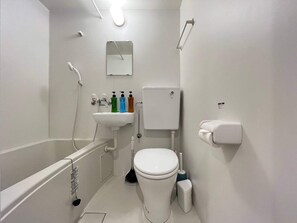 Basic Apartment | Bathroom | Hair dryer, towels, soap, shampoo - Ikemune Bldg. 4F  (Osaka)