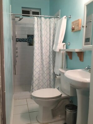 Free toiletries, hair dryer, towels, toilet paper