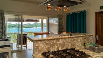 Deluxe Apartment, Garden View | Private kitchen | Full-size fridge, microwave, oven, stovetop