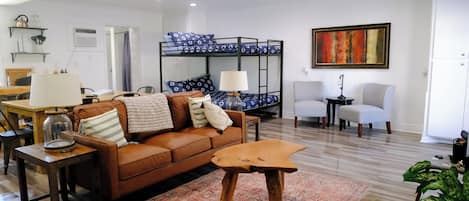 Smart TV, fireplace, video games, books