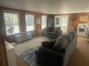 Televisión, reproductor de DVD, libros y estéreo