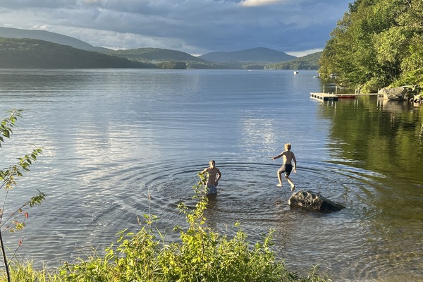 Goose pond. Swimming area with mountain views. Walk across the street.