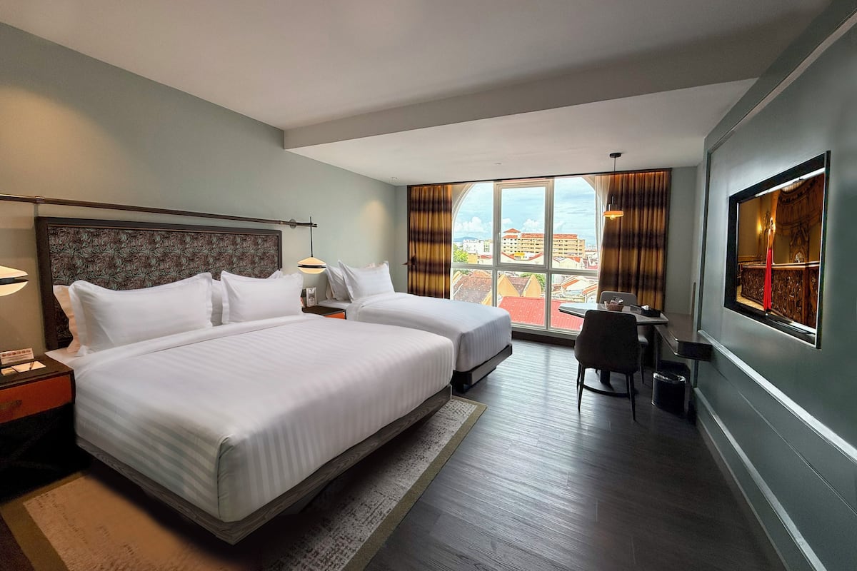 1 quarto, roupas de cama premium, cofres nos quartos