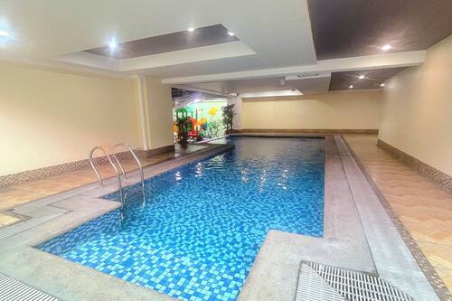 Indoor pool, open 9:00 AM to 5:00 PM, lifeguards on site