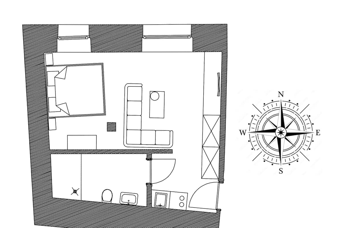 Studio Ville, cuisinette, rez-de-chaussée | 1 chambre, draps en coton égyptien, literie de qualité