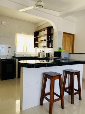 Microwave, oven, electric kettle, toaster