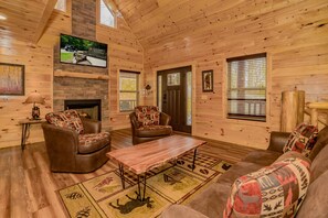 Tv, eldstad och tv-spel