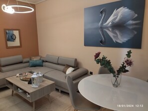 Family Apartment, 2 Bedrooms, Terrace, Garden View | Living area - Swan Paradise Glyfada Apartment  (Glyfada)