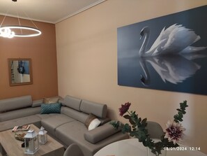 Family Apartment, 2 Bedrooms, Terrace, Garden View | Living area - Swan Paradise Glyfada Apartment  (Glyfada)