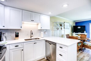 Fridge, microwave, oven, dishwasher