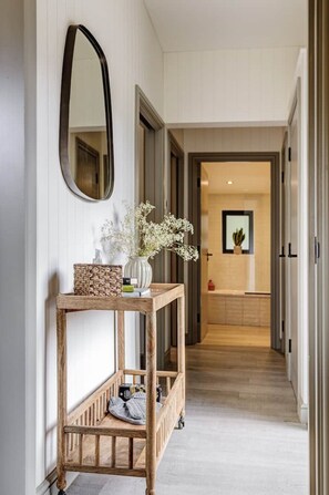 Interior - Lakefront eco-cabin with boat, 4km of walkways & steam engines. Amazing Views.
(Keighley)