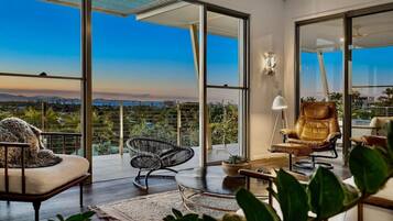 TV, books, music library, stereo