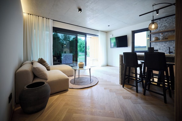 Design Apartment, Balcony | Living area