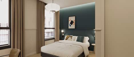 1 dormitorio, minibar, cortinas opacas y sistema de insonorización