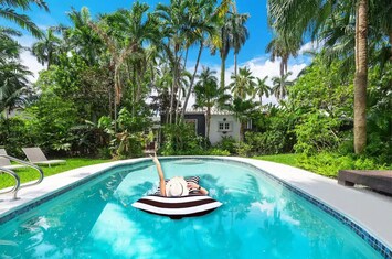 Discover bliss in our backyard oasis! spacious pool, featuring a serene shallow section at 3 feet and  deep end at 6 feet