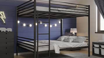 3 habitaciones, tabla de planchar con plancha, wifi y ropa de cama