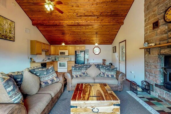 TV, fireplace