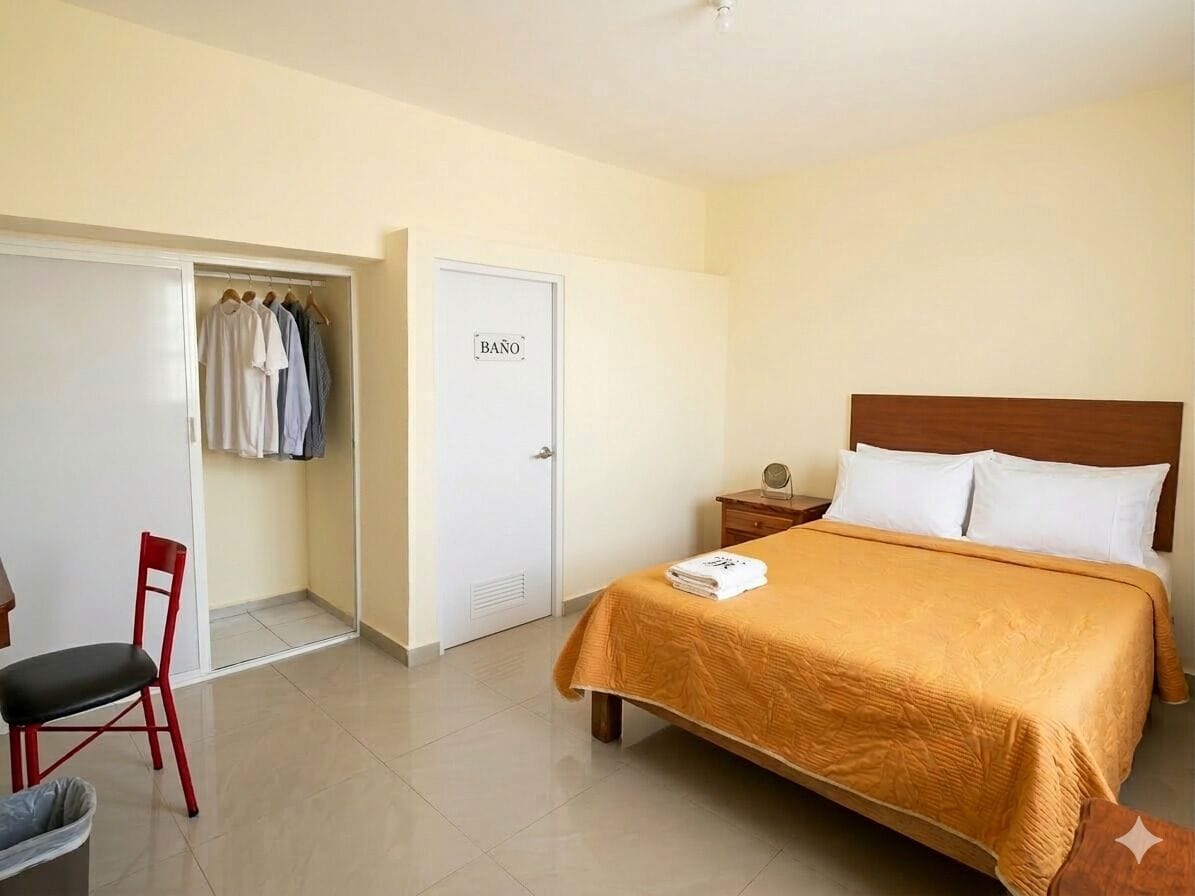 Laptop workspace, free WiFi, bed sheets