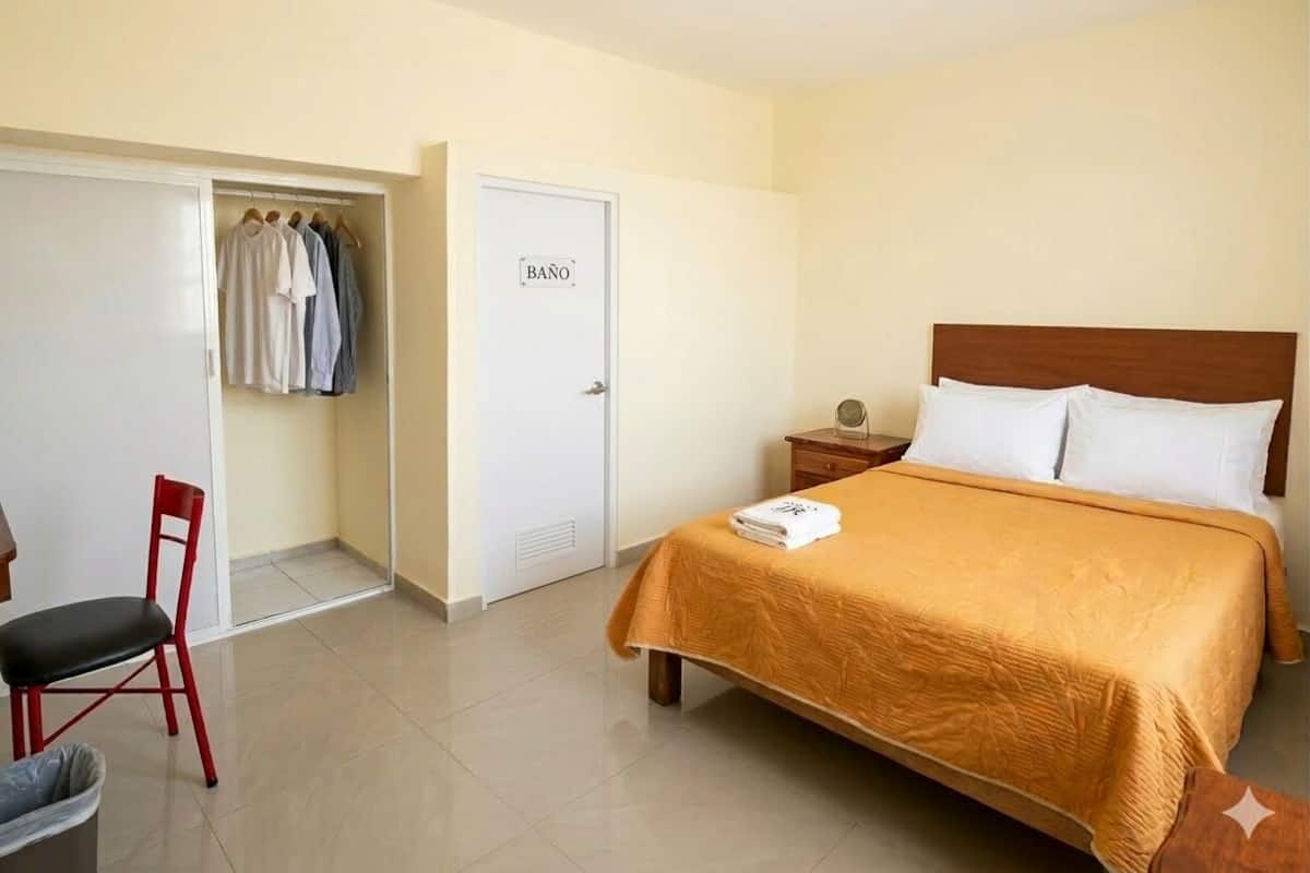 Laptop workspace, free WiFi, bed sheets