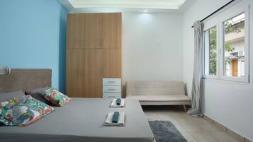 1 slaapkamer, een strijkplank/strijkijzer, gratis wifi