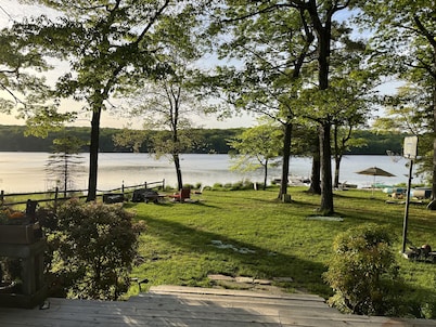 Lake front on glacial lake, swimming, boating, fishing. Floating dock