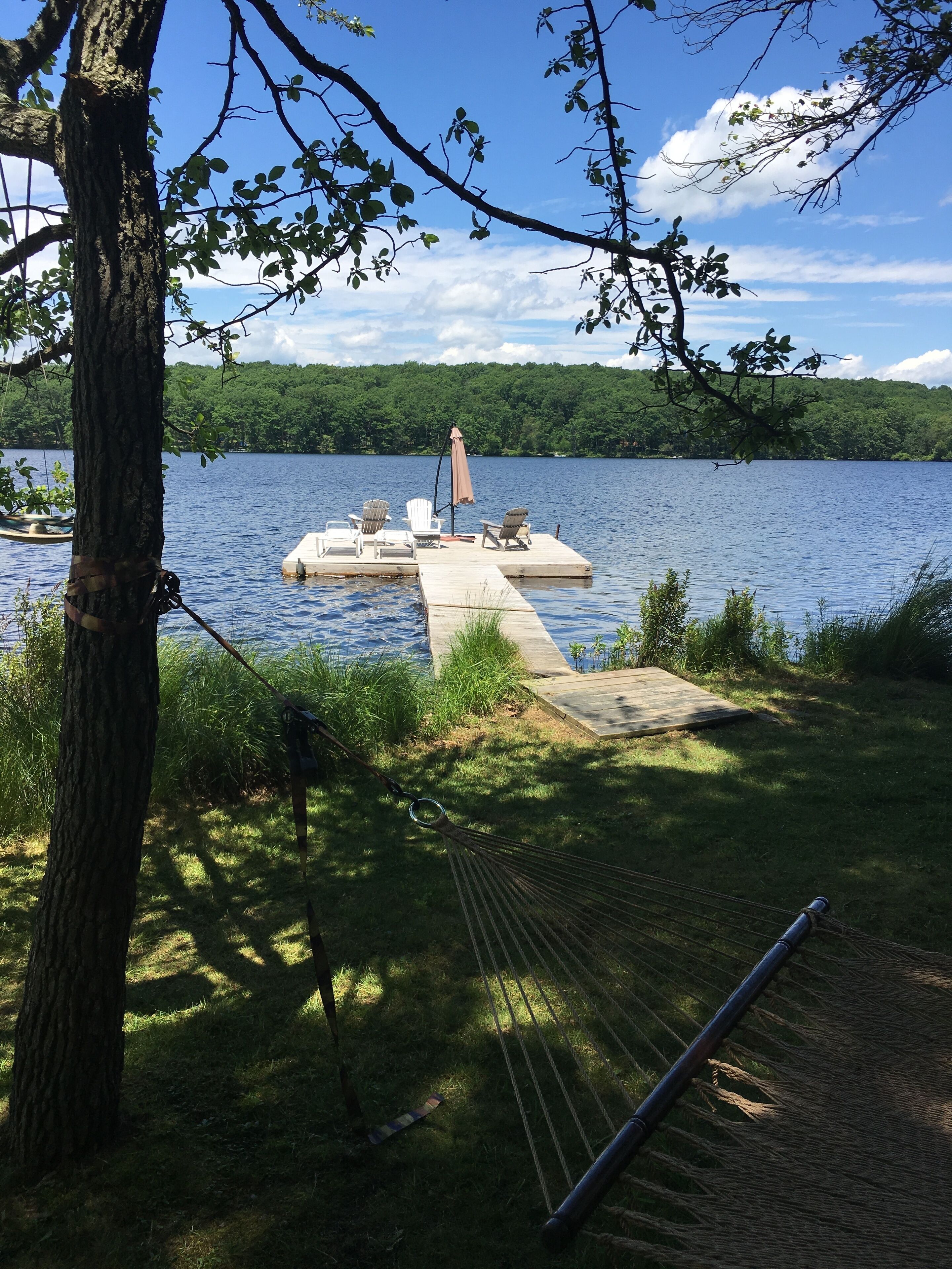 Lake front on glacial lake, swimming, boating, fishing.  Floating dock 