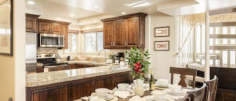 Fridge, microwave, stovetop, dishwasher