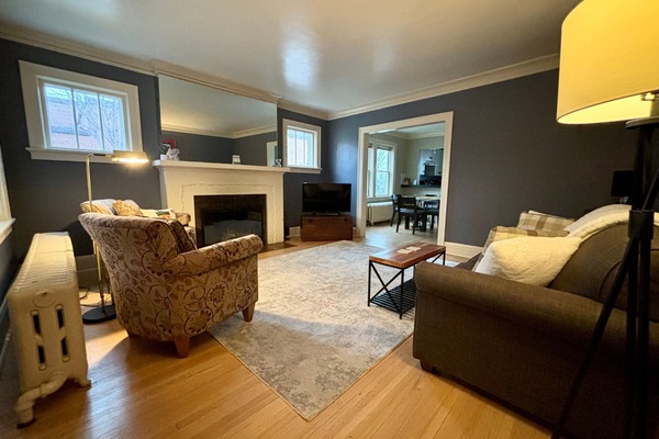 TV, fireplace