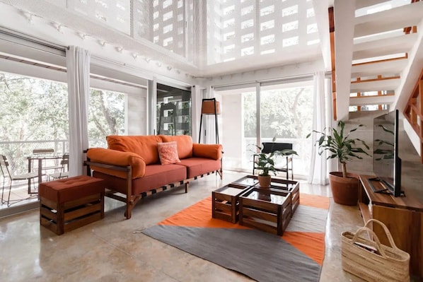 Family Apartment | Living area | 20-inch LCD TV with digital channels, Netflix, streaming services