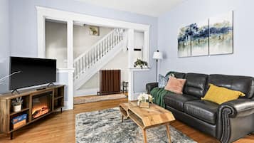 Smart TV, fireplace, video games, books