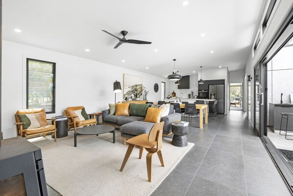 TV, fireplace, offices