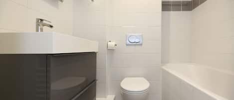 Douche, séchoir à cheveux, serviettes fournies, shampooing