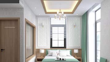 Memory-foam beds, minibar, in-room safe, desk