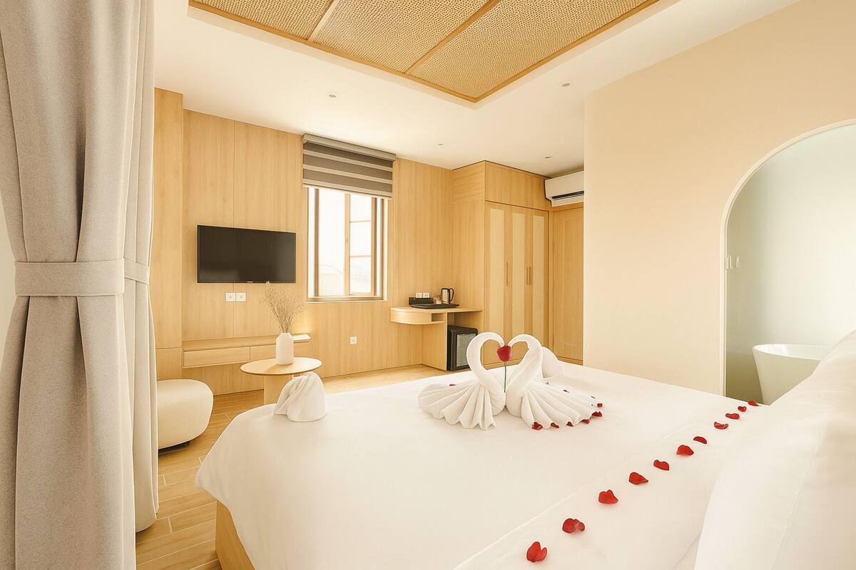 Egyptian cotton sheets, premium bedding, memory-foam beds, minibar