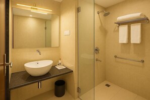 Premium Room, 1 Queen Bed | Bathroom | Shower, rainfall showerhead, designer toiletries, towels - HOTEL ZION INN (Varanasi)