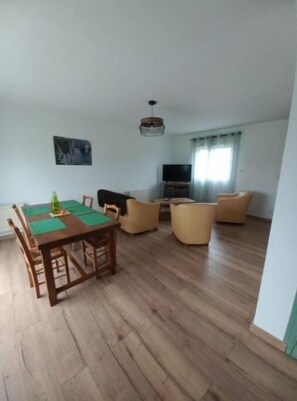 Télévision, cheminée, livres