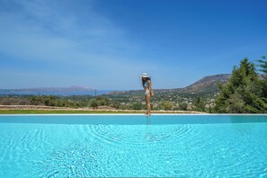 Outdoor pool, a heated pool - In Vivo Luxury Villa-90m2 Heated- Infinity pool,Stunning views,kids playground. (Chania)