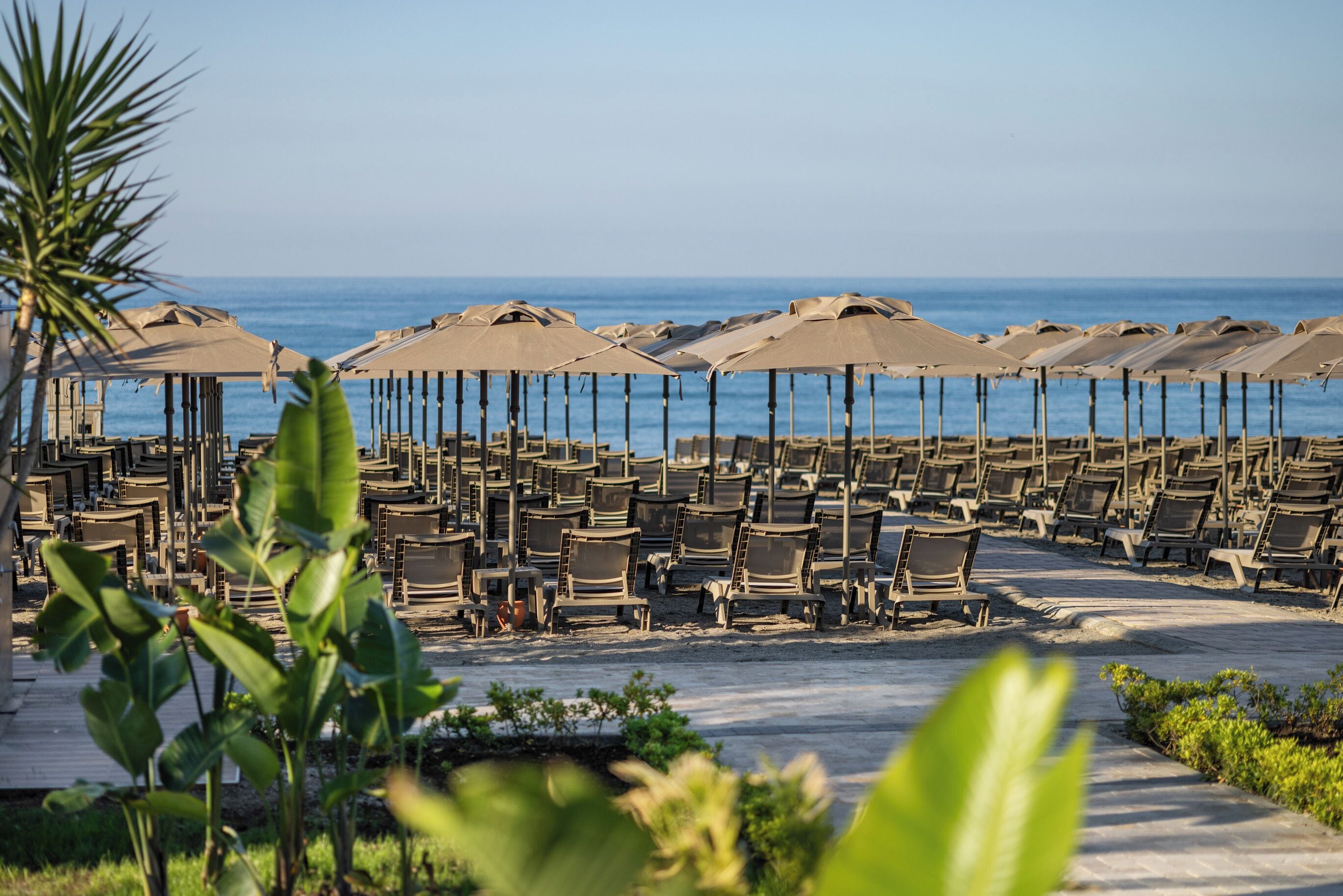 Playa privada, camas de playa gratis, sillas reclinables de playa
