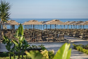 Privatstrand, Cabañas (kostenlos), Liegestühle, Sonnenschirme