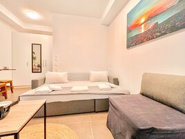 Íbúð | 1 svefnherbergi, ókeypis þráðlaus nettenging, rúmföt