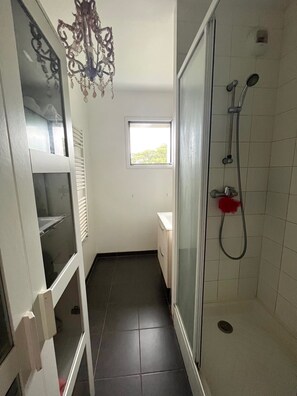 Dusche, Handtücher, Seife, Toilettenpapier
