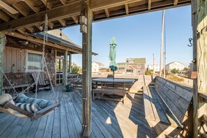 Outdoor dining - K1245 Pirates Hideout; Never Before Rented, Private Pool, Fenced Yard, Pets! (Nags Head)