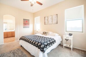 3 bedrooms, desk, iron/ironing board, travel cot