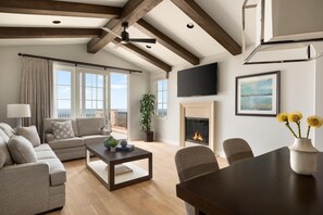 TV, fireplace