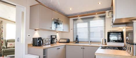 Fridge, dishwasher, electric kettle, toaster